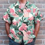 Pink Flamingo Men'S Button'S Up Shirts Hawaiian Shirt & Beach Shorts