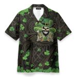 The Celtic Cross Harp Irish Skull Leprechaun Hawaiian Shirt