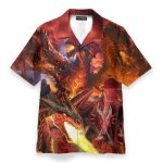 Flaming Dragon Men'S Button'S Up Shirts Hawaiian Shirt