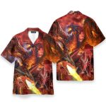 Flaming Dragon Men'S Button'S Up Shirts Hawaiian Shirt