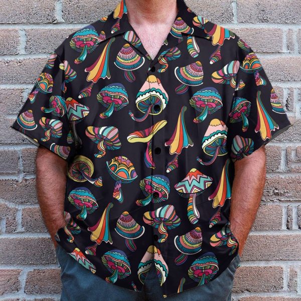 Hippie Mushroom Men'S Button'S Up Shirts Hawaiian Shirt