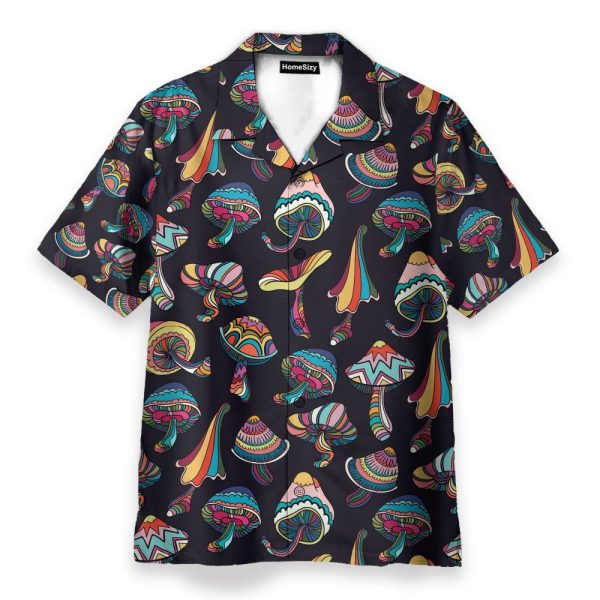 Hippie Mushroom Men'S Button'S Up Shirts Hawaiian Shirt