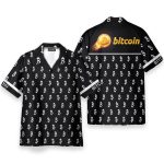 Black And White Bitcoin Pattern Hawaiian Shirt & Beach Shorts