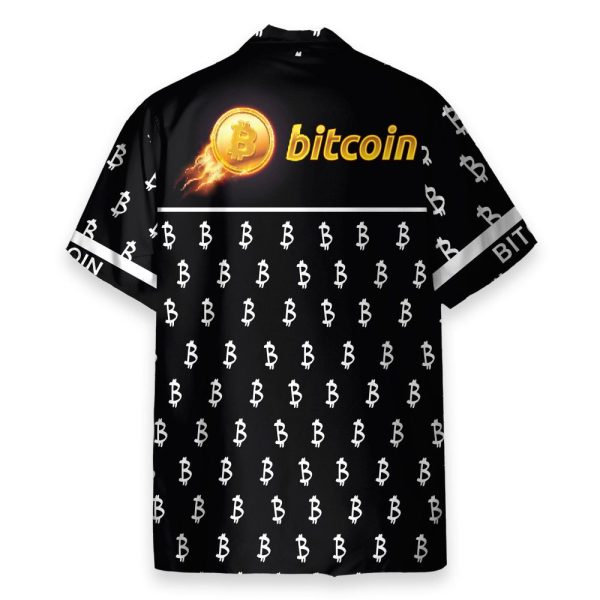 Black And White Bitcoin Pattern Hawaiian Shirt & Beach Shorts