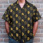Seamless Bitcoin Men'S Button'S Up Shirts Hawaiian Shirt & Beach Shorts