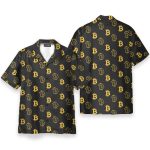 Seamless Bitcoin Men'S Button'S Up Shirts Hawaiian Shirt & Beach Shorts
