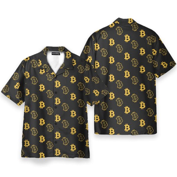 Seamless Bitcoin Men'S Button'S Up Shirts Hawaiian Shirt & Beach Shorts