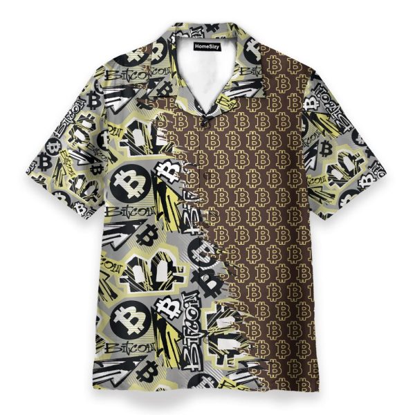 Bitcoin Doodle Funky Pattern Hawaiian Shirt & Beach Shorts
