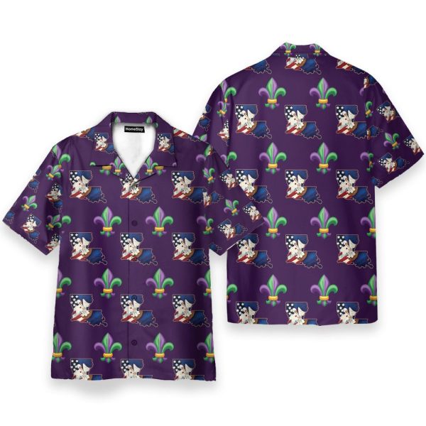 Louisiana Fleur De Lis Mardi Hawaiian Shirt & Beach Shorts