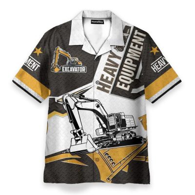 Excavator Heavy Equipment Hawaiian Shirt