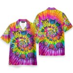Hippie Cat Awesome Tie Dye Tropical Hawaiian Shirt
