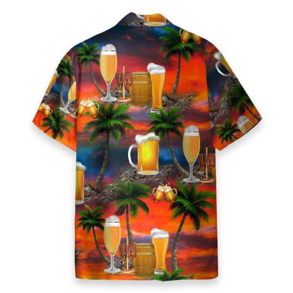 Sunset Beer In Paradise Hawaiian Shirt