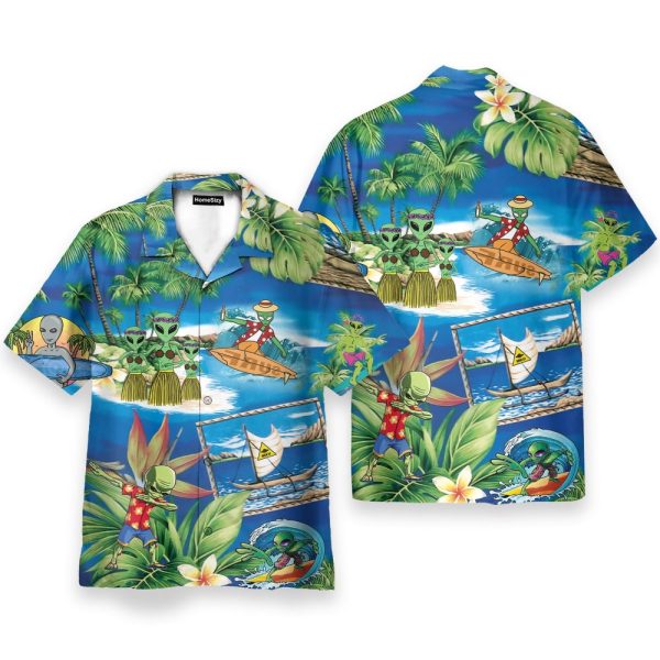 Aloha Hawai Alien Dancing On The Beach Hawaiian Shirt