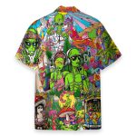 Couple Alien Smoking Weed Hippie Hawaiian Shirt