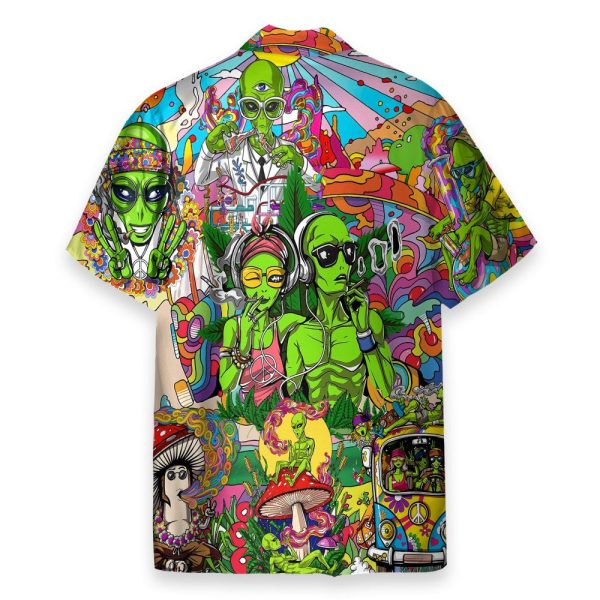 Couple Alien Smoking Weed Hippie Hawaiian Shirt