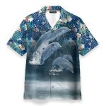 Dolphin Men'S Button'S Up Shirts Hawaiian Shirt
