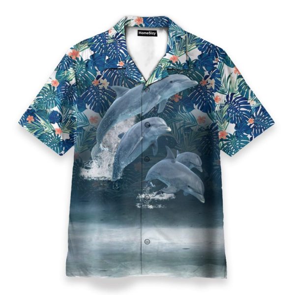 Dolphin Men'S Button'S Up Shirts Hawaiian Shirt