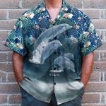 Dolphin Men'S Button'S Up Shirts Hawaiian Shirt