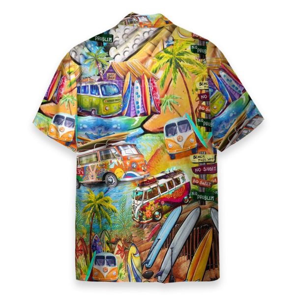 Hippie Bus Men'S Button'S Up Shirts Hawaiian Shirt