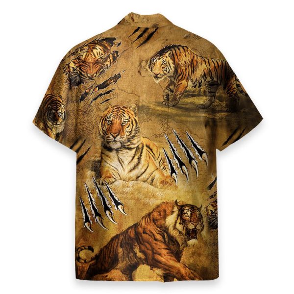 Strong Tiger Vintage Men'S Button'S Up Shirts Hawaiian Shirt