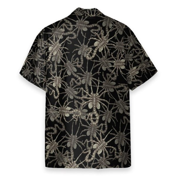 Alien Face Hugger Men'S Button'S Up Shirts Hawaiian Shirt & Beach Shorts