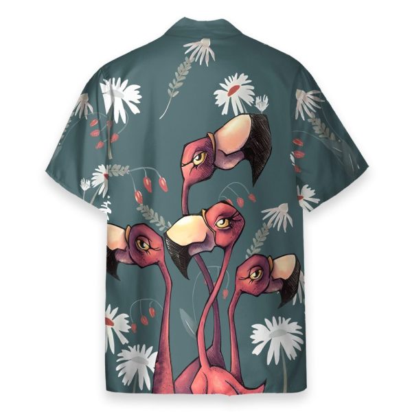 Flamingo Colorful Men'S Button'S Up Shirts Hawaiian Shirt