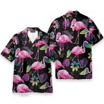 Flamingo Tropical Leaf Summer Hawaiian Shirt