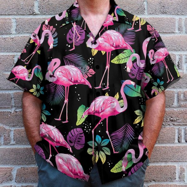 Flamingo Tropical Leaf Summer Hawaiian Shirt