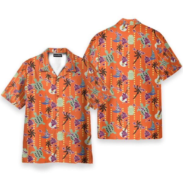 Tiki Tiki Turrtle And Ukulele Summer Hawaiian Shirt & Beach Shorts