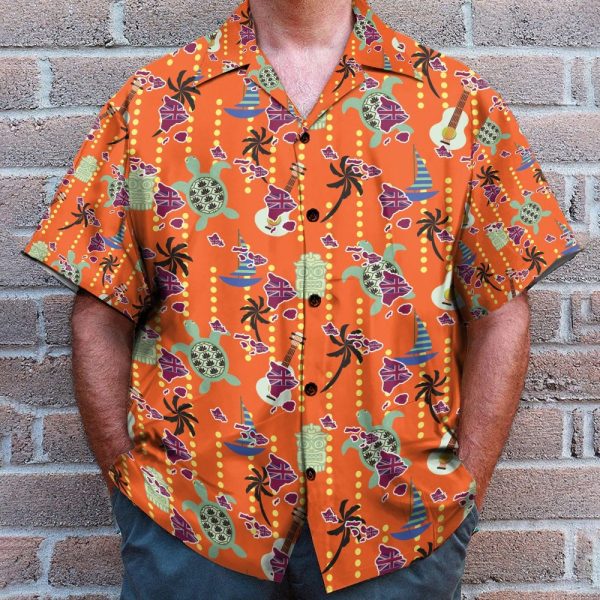 Tiki Tiki Turrtle And Ukulele Summer Hawaiian Shirt & Beach Shorts