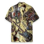 Steampunk Guitar Men'S Button'S Up Shirts Hawaiian Shirt