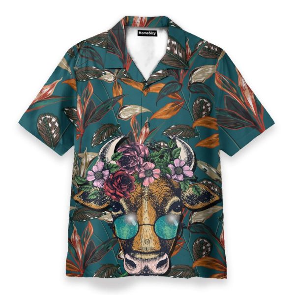 Cow Floral Tropical Funny Button'S Up Shirts Hawaiian Shirt