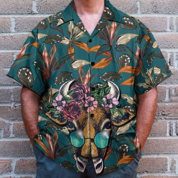 Cow Floral Tropical Funny Button'S Up Shirts Hawaiian Shirt
