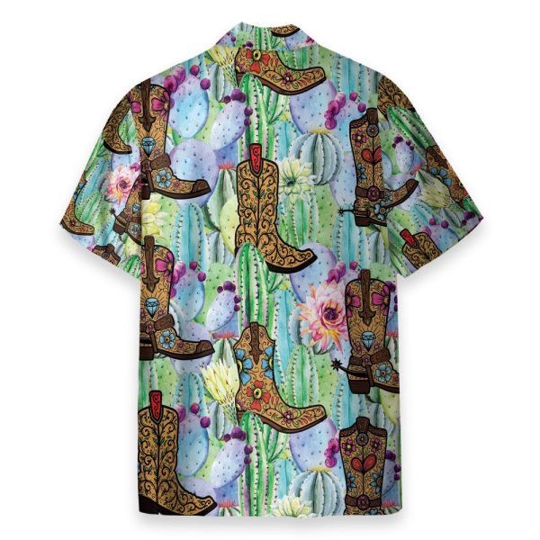 Cactus Boots Men'S Button'S Up Shirts Hawaiian Shirt