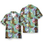 Cactus Boots Men'S Button'S Up Shirts Hawaiian Shirt