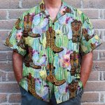 Cactus Boots Men'S Button'S Up Shirts Hawaiian Shirt