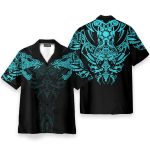 Viking Wolf Turquoise Men'S Button'S Up Shirts Hawaiian Shirt