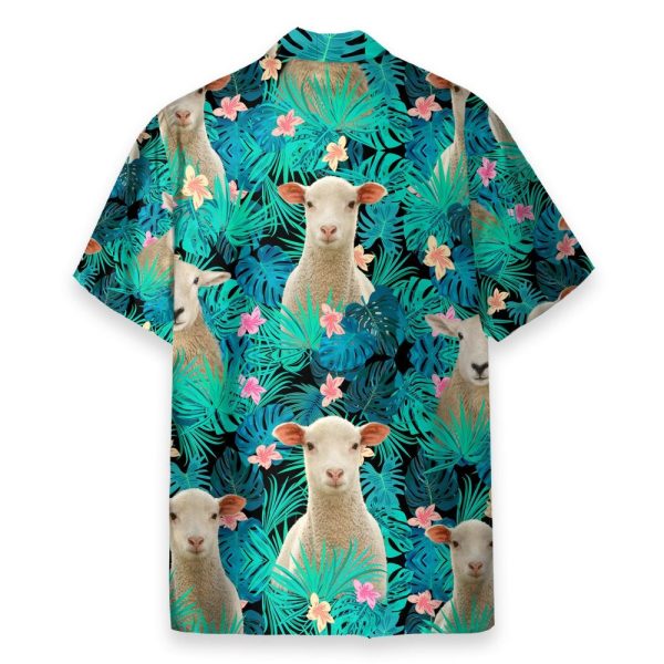 Sheep In Tropical Green Leaves Hawaiian Shirt
