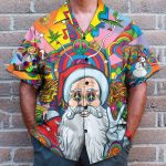 Merry Peacemas Santa Claus Hippie Hawaiian Shirt