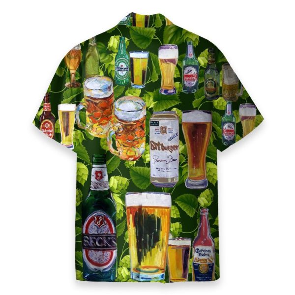 Beer Fesstival In Tropical Green Leaves Hawaiian Shirt