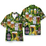 Beer Fesstival In Tropical Green Leaves Hawaiian Shirt