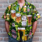 Beer Fesstival In Tropical Green Leaves Hawaiian Shirt