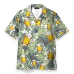 Hops And Craft Beer In Tropical Green Leaves Hawaiian Shirt & Beach Shorts