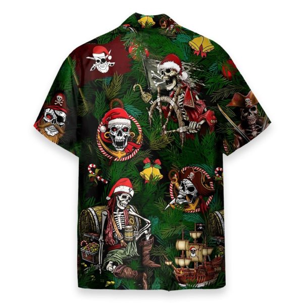 Pirate Christmas Skulls Men'S Button'S Up Shirts Hawaiian Shirt