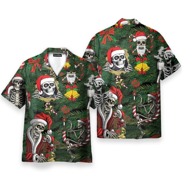 Merry Christmas Skulls Hawaiian Shirt