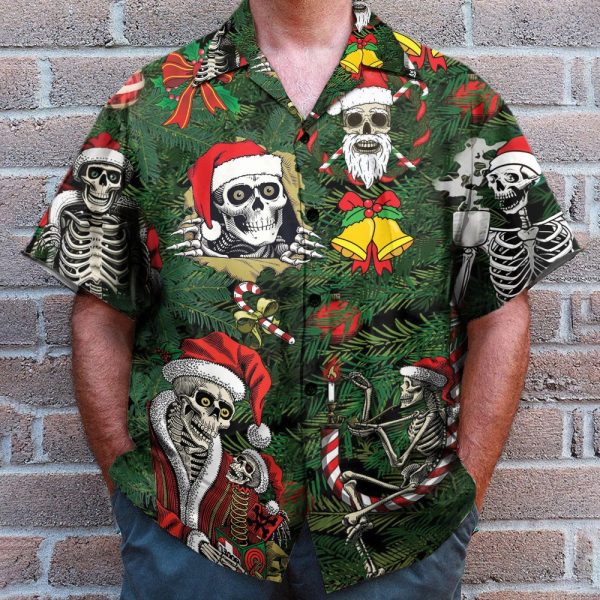 Merry Christmas Skulls Hawaiian Shirt