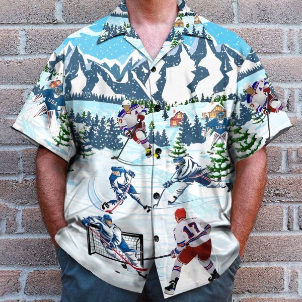 Christmas Let'S Play Hockey Hawaiian Shirt