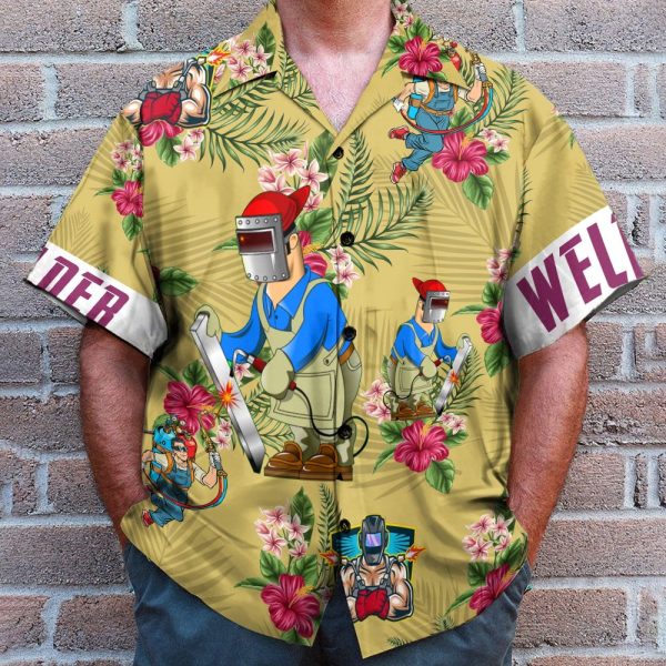 Welder Men'S Button'S Up Shirts Hawaiian Shirt
