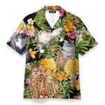 Adorable Cat Tropical Pineapple Pattern Hawaiian Shirt