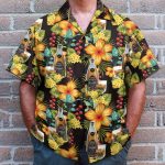 Paradies Whisky Party Tropical Flowers Pattern Hawaiian Shirt & Beach Shorts